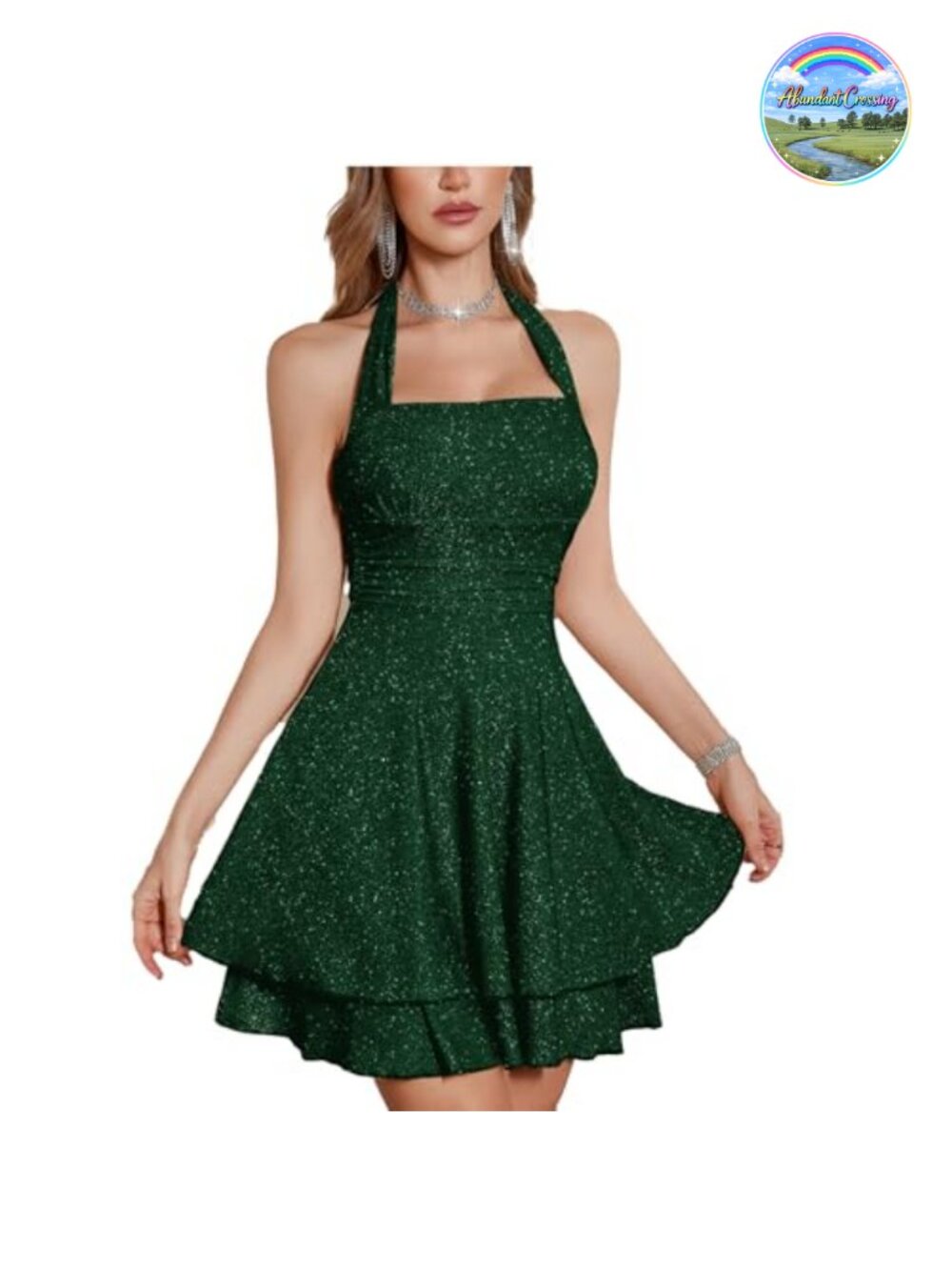 Sequin Backless Halter Cocktail Party Dress Fitted Sleeveless